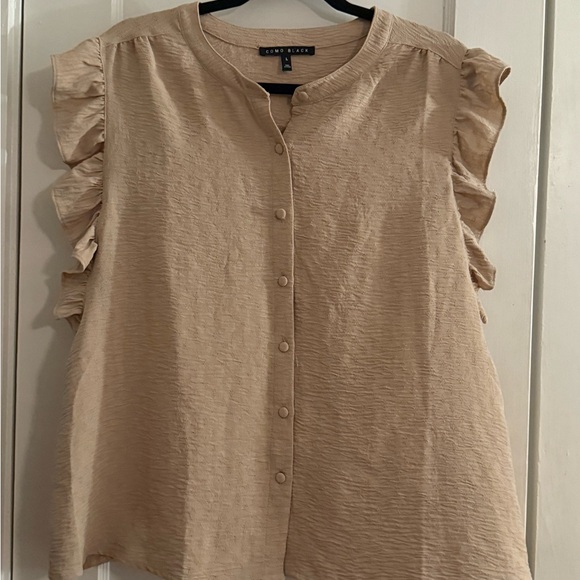 Talbots Beige Ruffle Button-Down Blouse - Picture 3 of 3